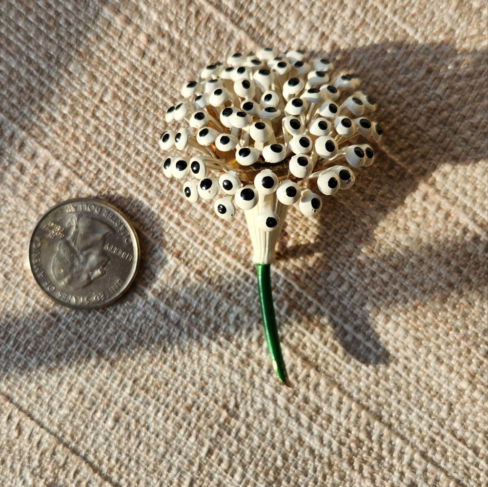 Elegant Cream and Green Brooch